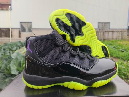 Cheap Air Jordan 11 Black Green Men's Basketball Shoes-86